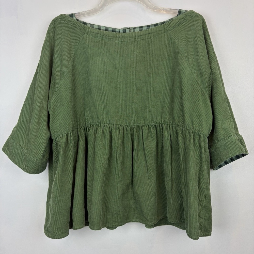 Anthropologie Maeve Peplum Top Womens XS Maria Babydoll Button Back Corduroy